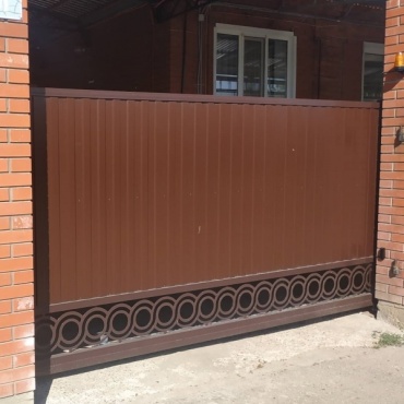 Откатные кованые ворота под навес 2800x1900